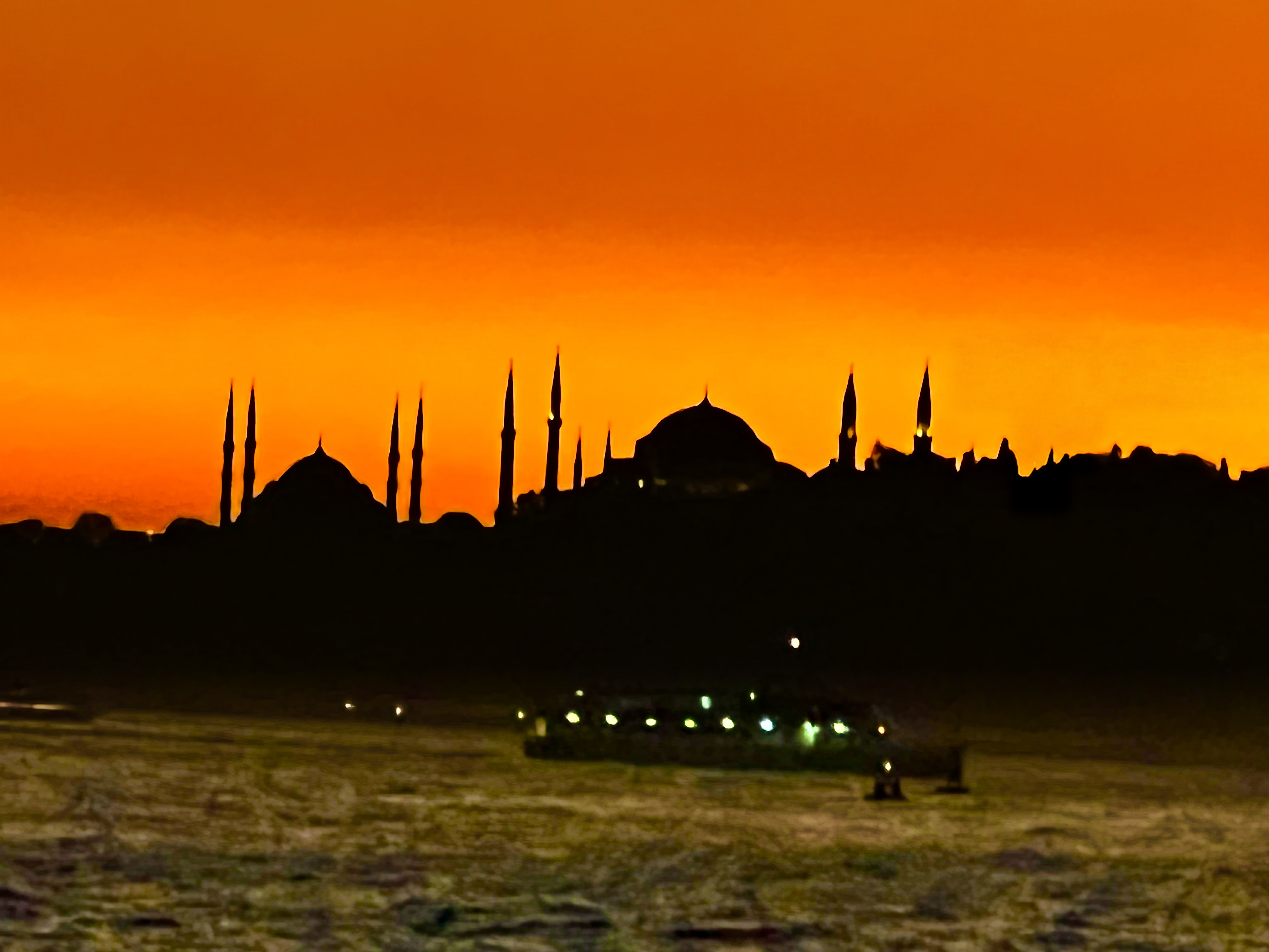 Hagia Sophia silhouetted at dusk